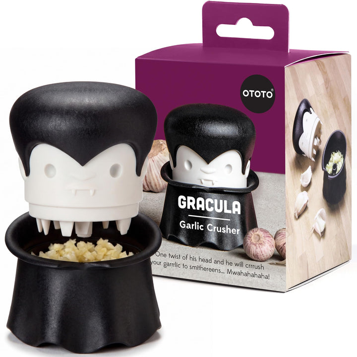 OTOTO Gracula Knoblauchschneider - Knoblauch Zerkleinerer &amp; Schäler - Knoblauchpresse Dracula Leicht