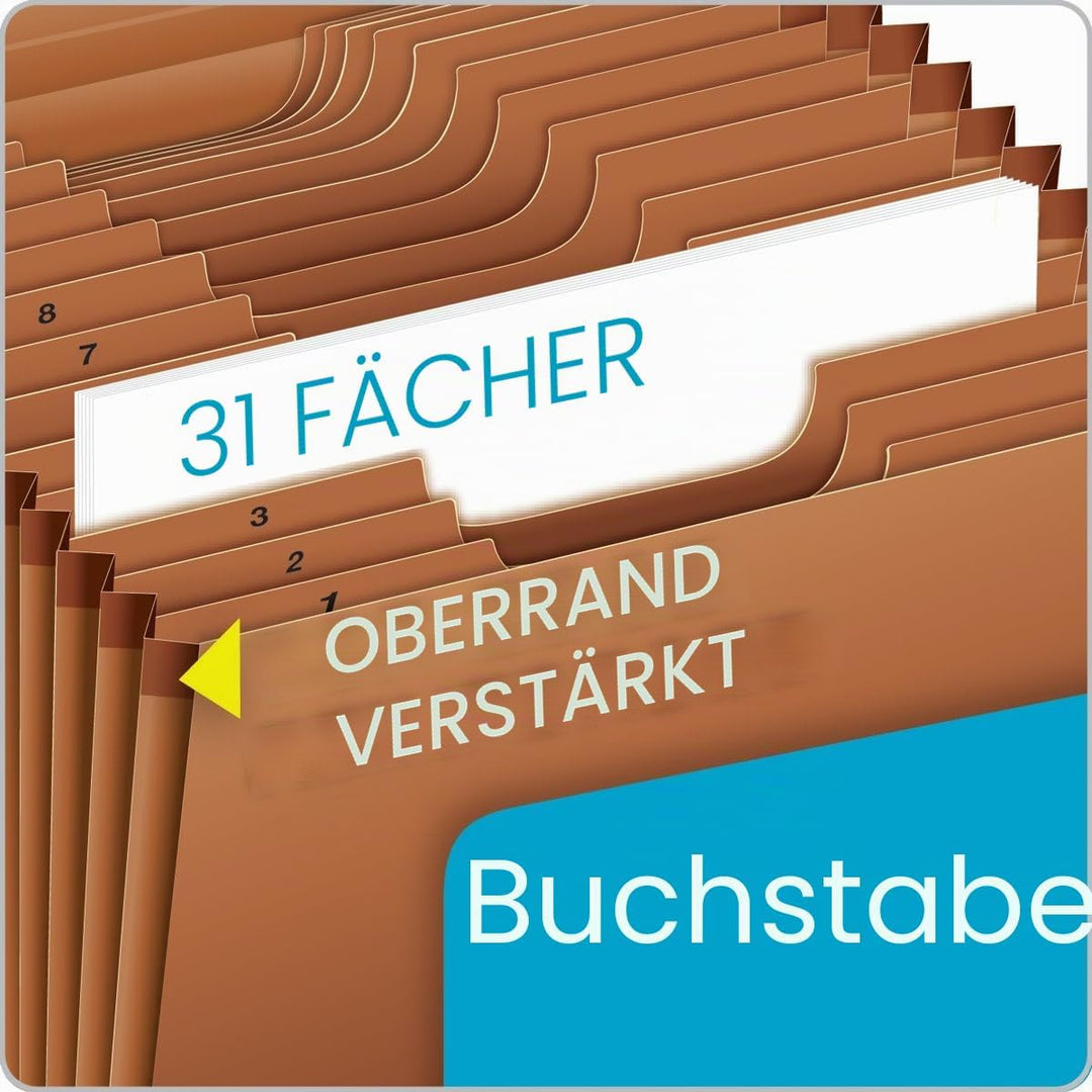 Globe Weis Globe-Weis/Pendaflex Robuste Fächermappe mit Klappe, 1-31 Index, Briefgrösse, Braun, (R11