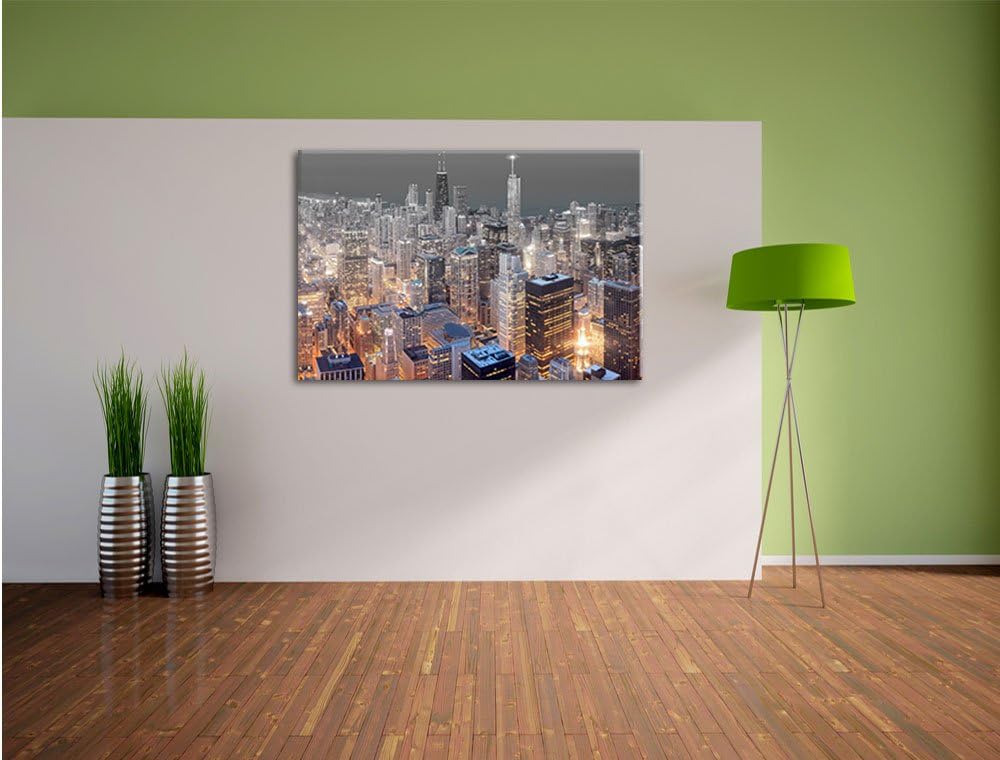 Pixxprint Luftaufnahme Chicago als Leinwandbild/Grösse: 100x70 cm/Wandbild/Kunstdruck/fertig bespann