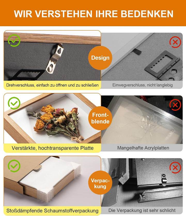 Tiefer Bilderrahmen Zum BefüLlen A3 Mit Weichem Leinenfutter–VerstäRkte Acrylplatte,Bilderrahmen 3D
