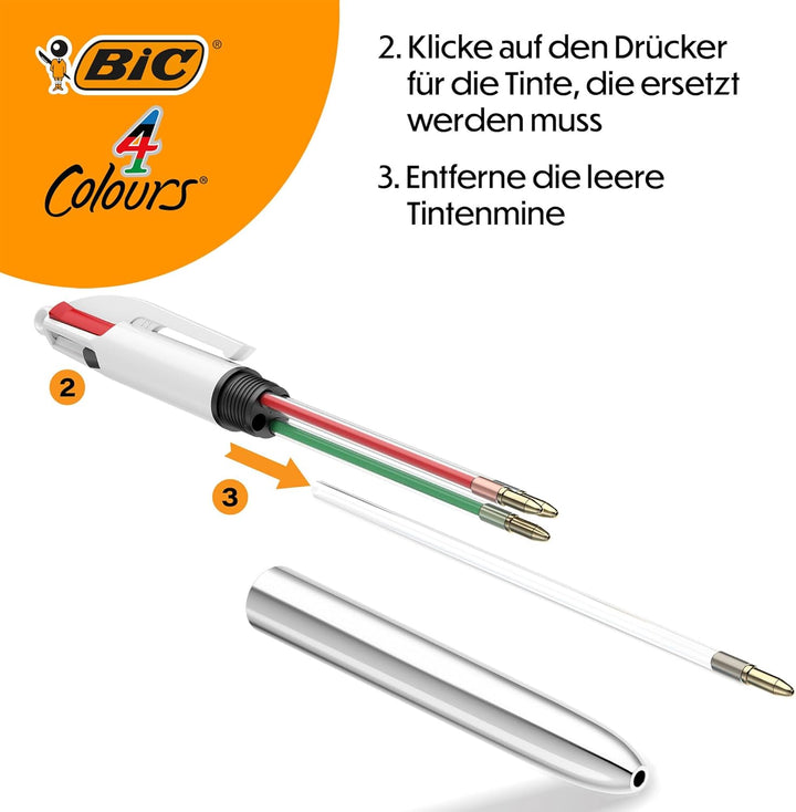 BIC 4 Farben Kugelschreiber Set 4 Colours Shine, in verschiedenen Farben, 5er Pack, Ideal für das Bü