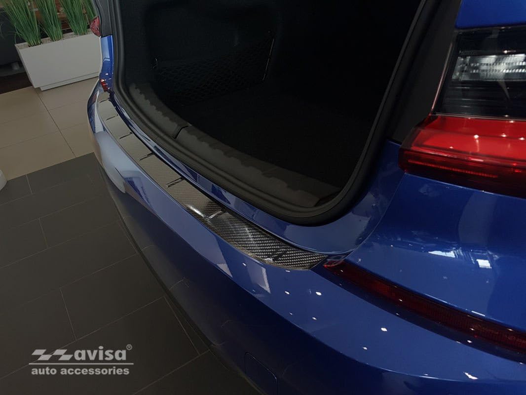 Avisa Echtes 3D Karbon Heckstossstangenschutz kompatibel mit BMW 3er G20 Limousine M-Paket 2019-