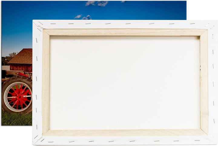 deyoli Traktoren auf einer Farm Format: 100x70 als Leinwandbild, Motiv fertig gerahmt auf Echtholzra