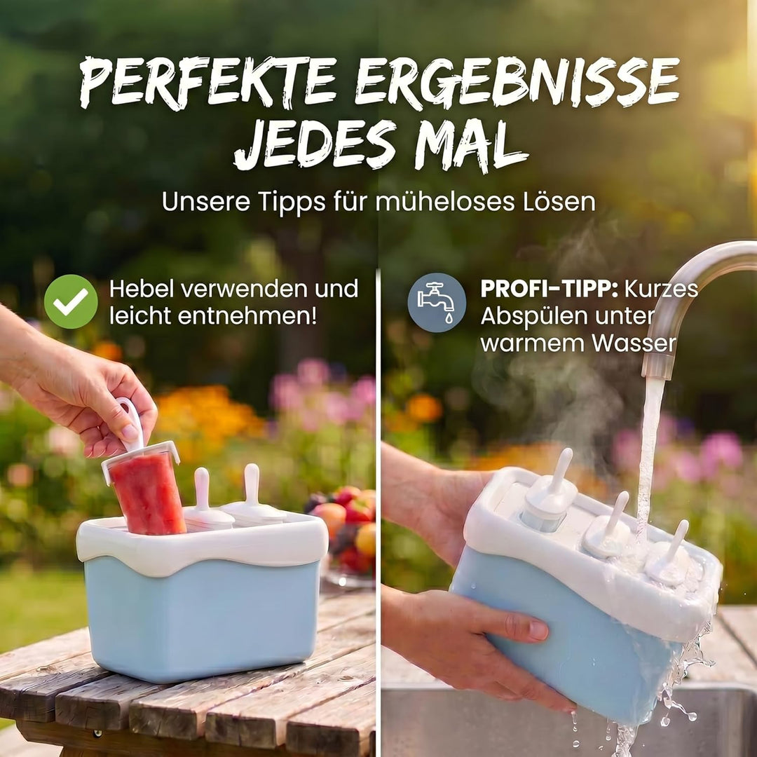 Eismaschine Eismaker Stieleisformen Gefrierbehälter Popsicle Maker - blitzschnell Eis am Stiel