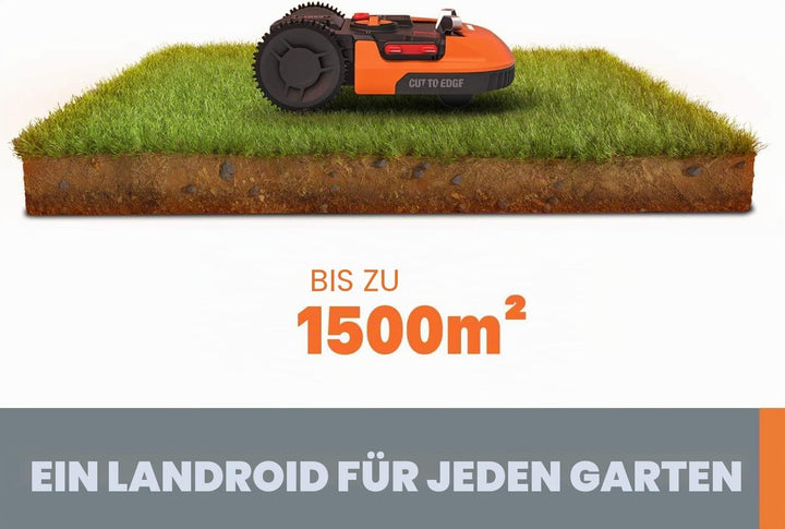 WORX Landroid L WR153E Mähroboter/Akkurasenmäher für grosse Gärten bis 1500 qm/Selbstfahrender Rasen