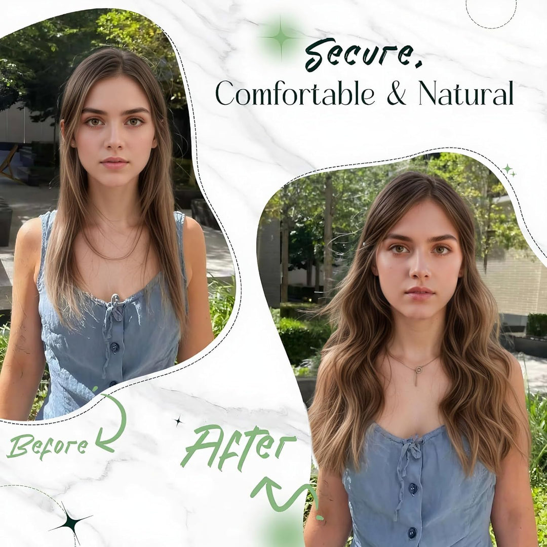 RUNATURE Echthaar Extensions Clip Braun Blond Echte Haare 25cm 7 Stück Clip in Extensions Echthaar B