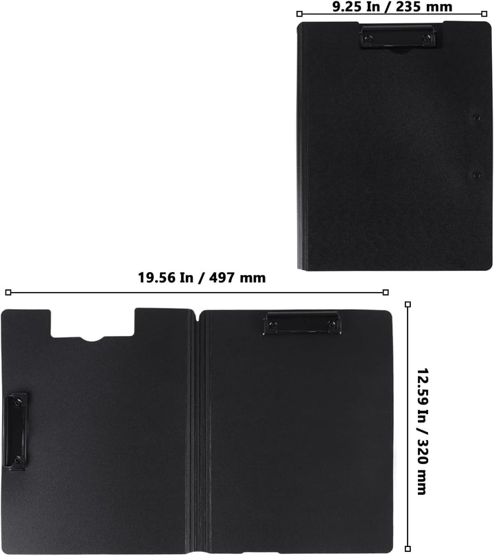 8 Stück Klemmbrett A4 Schwarz mit Deckel, Faltbare Klemmbretter Klemmbrettmappe mit 2 Klemmen, Schre