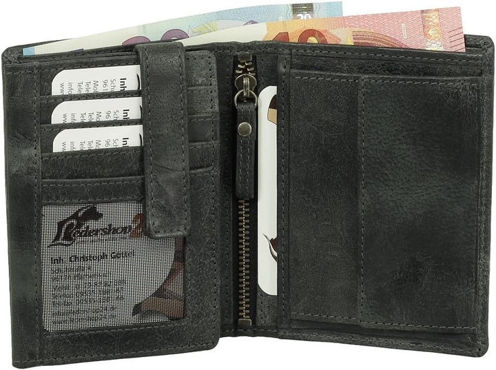 Ledershop24 Luxus Leder Bikerbörse mit Kette Biker Geldbörse Portemonnaie Geldbeutel 10 cm vers. Far