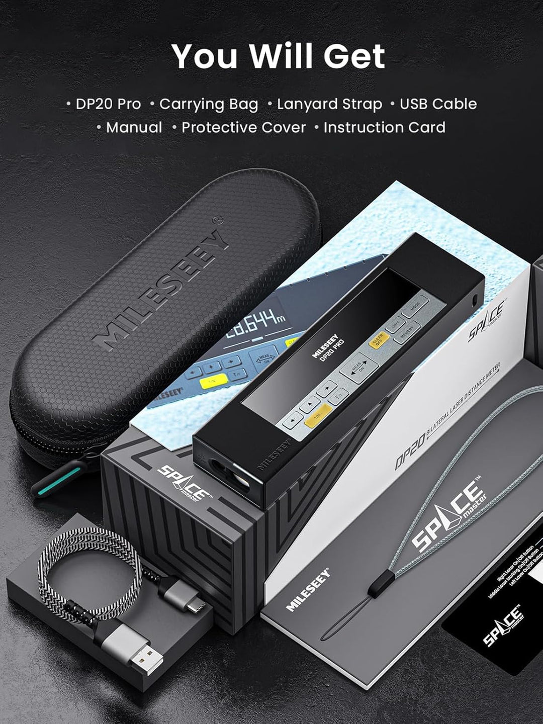 MiLESEEY DP20 Pro Laser Entfernungsmesser Bilateral, Laser Messgerät mit Mittleren Laser Referenz, W