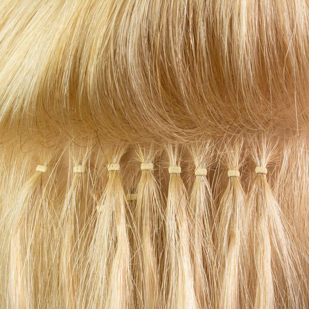 hair2heart Premium Nanoring Extensions Echthaar glatt - 50 Strähnen 0.8g 50cm 6/0 dunkelblond 50cm 5