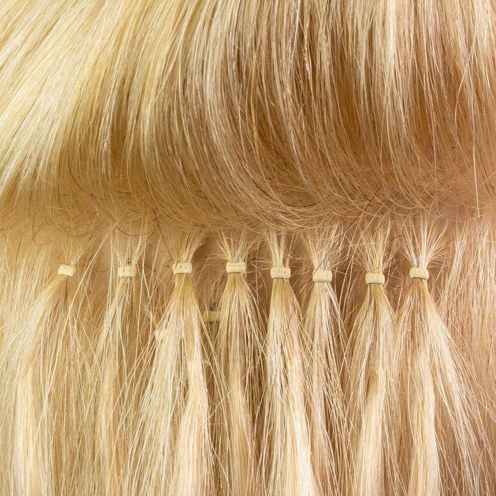 hair2heart Premium Nanoring Extensions Echthaar glatt - 50 Strähnen 0.8g 50cm 6/0 dunkelblond 50cm 5
