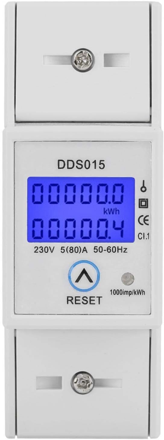 VBESTLIFE Einphasen-Energiezähler, DDS015 5-80A 230V 50Hz Digital LCD Einphasen-Energiezähler Wattme