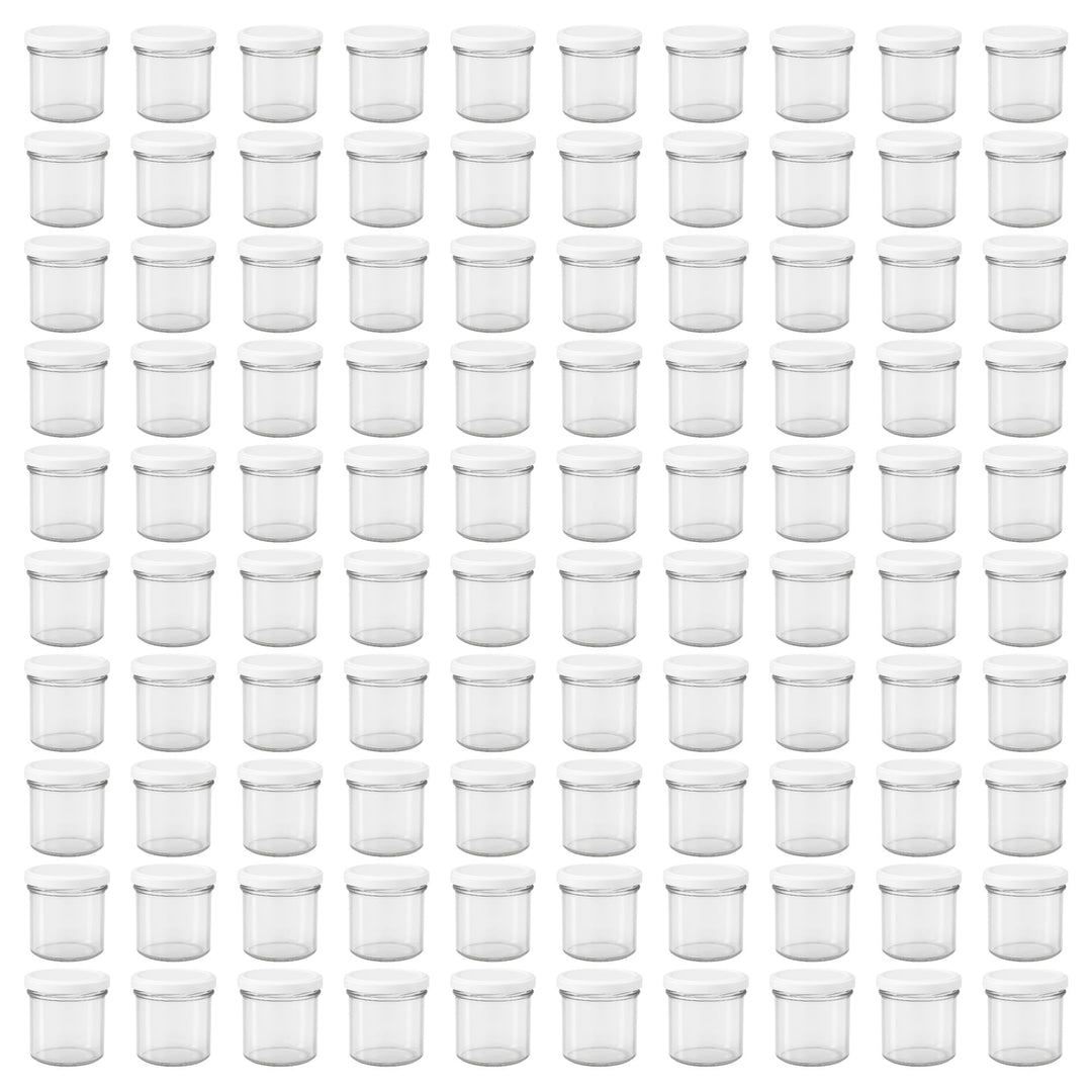 Vitrea 100x Marmeladengläser 125 ml - mit Deckel Weiss TO 66 - Einmachgläser zum befüllen mit Schrau