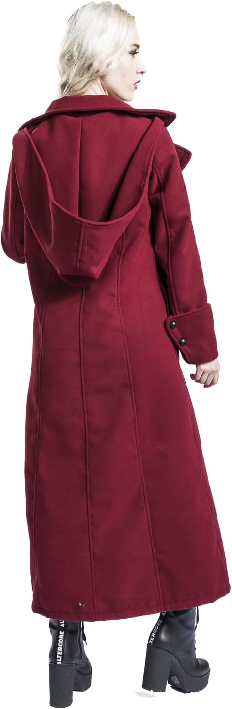 Gothicana by EMP Damen violetter Mantel mit grosser Kapuze M Rot, M Rot