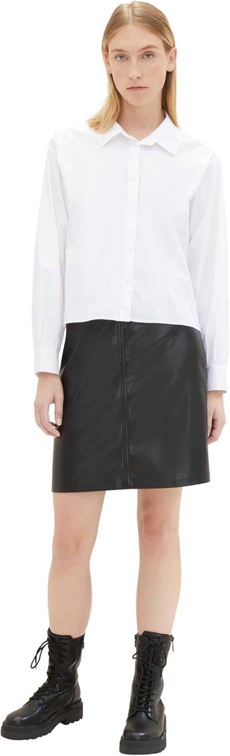 TOM TAILOR Damen Fake-Leder Mini Rock 40 14482 - Deep Black, 40 14482 - Deep Black