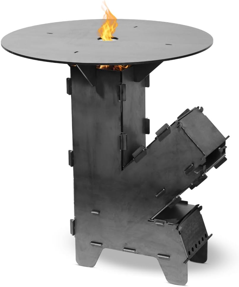 Czaja Raketenofen inkl. Feuerplatte und Schürhaken - Rocket Stove Stecksystem aus massivem 3 mm dick