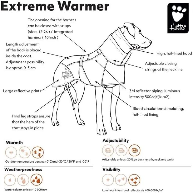 Hurtta Extreme Warmer Hundemantel, Granit 22 in grau, 22 in grau