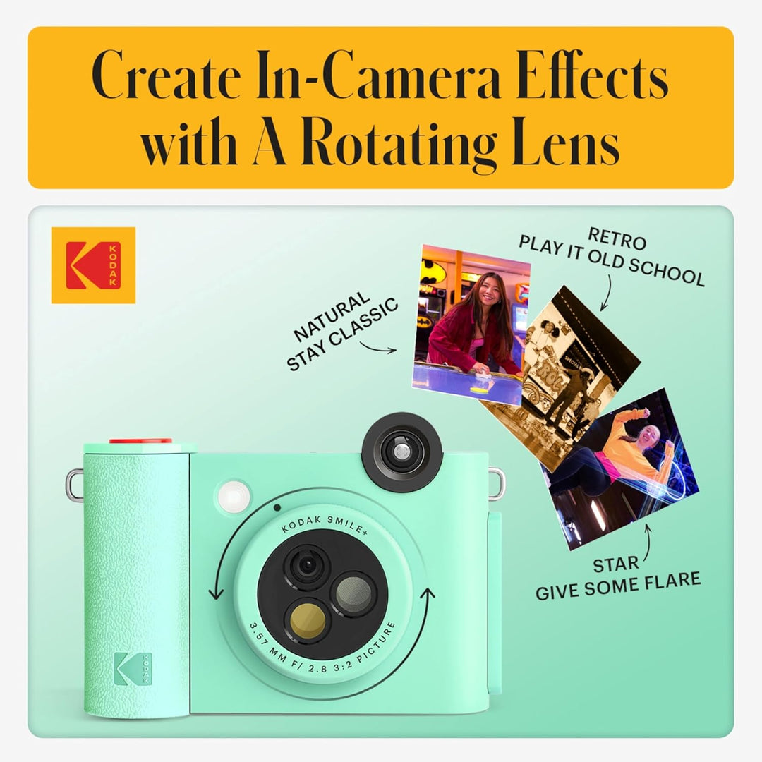 Kodak Smile+ 2-in-1 Digitale Sofortbildkamera & Bluetooth Fotodrucker Starterpaket + Tragetasche + Z