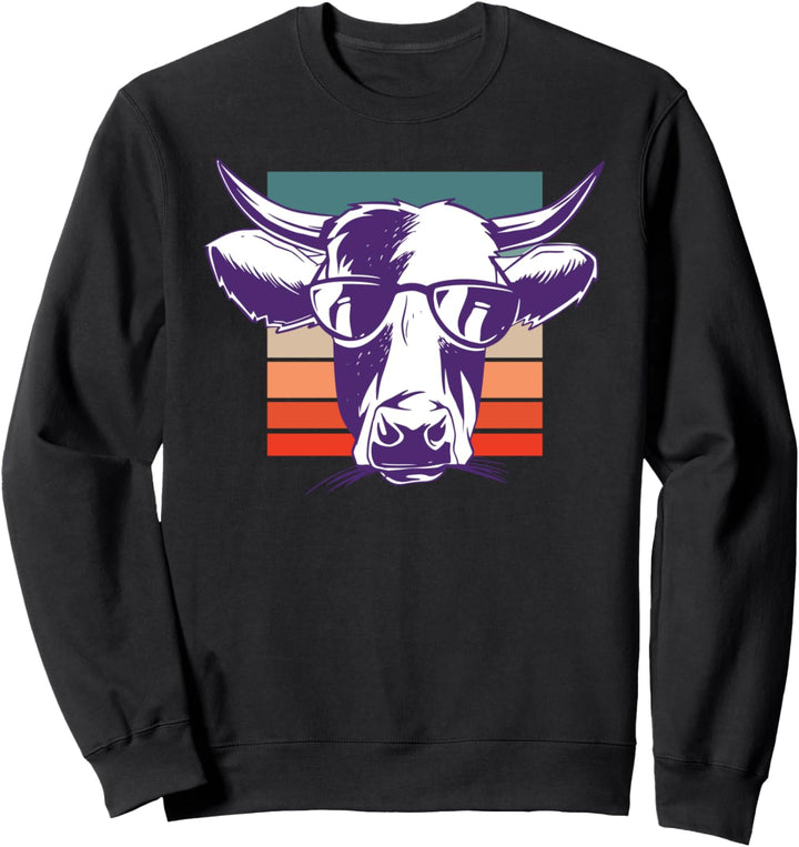 Witziges Kuhgesicht mit Sonnenbrille in Regenbogenfarben Sweatshirt