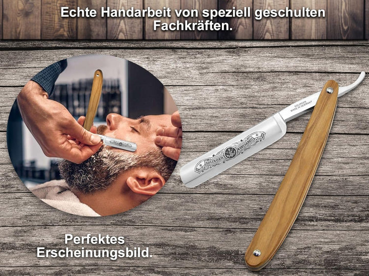 InstrumenteNrw Solingen Rasiermesser Set mit extra breitem Streichriemen für die klassische Nassrasu
