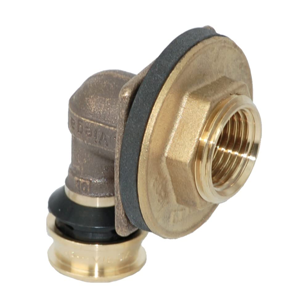 Viega Raxofix Wanddurchführung aus Rotguss, Modell 5332.11, winkelig, 16 mm x 1/2" IG x 3/4" G x 35