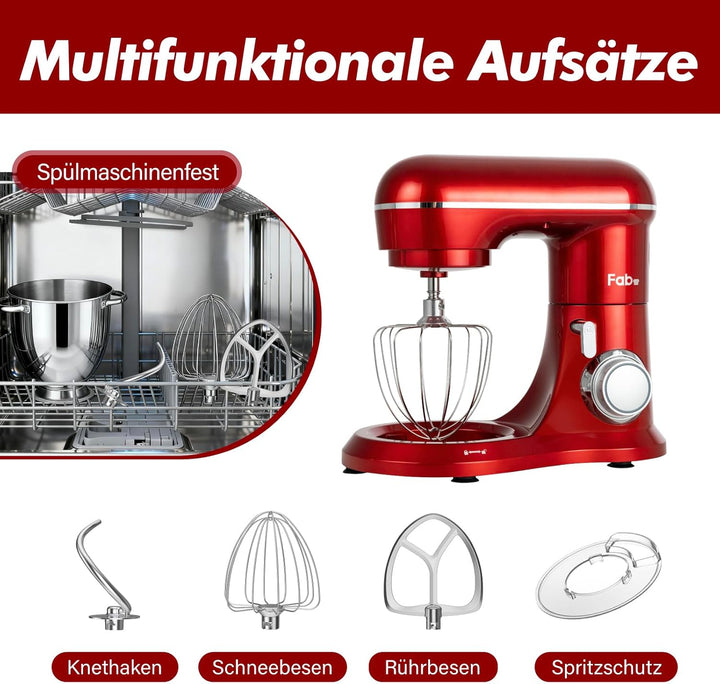 Fab-Serie 6L Küchenmaschine von Kitchen in the box, leistungsstarke Rührmaschine mit 1300W, 10 Gesch