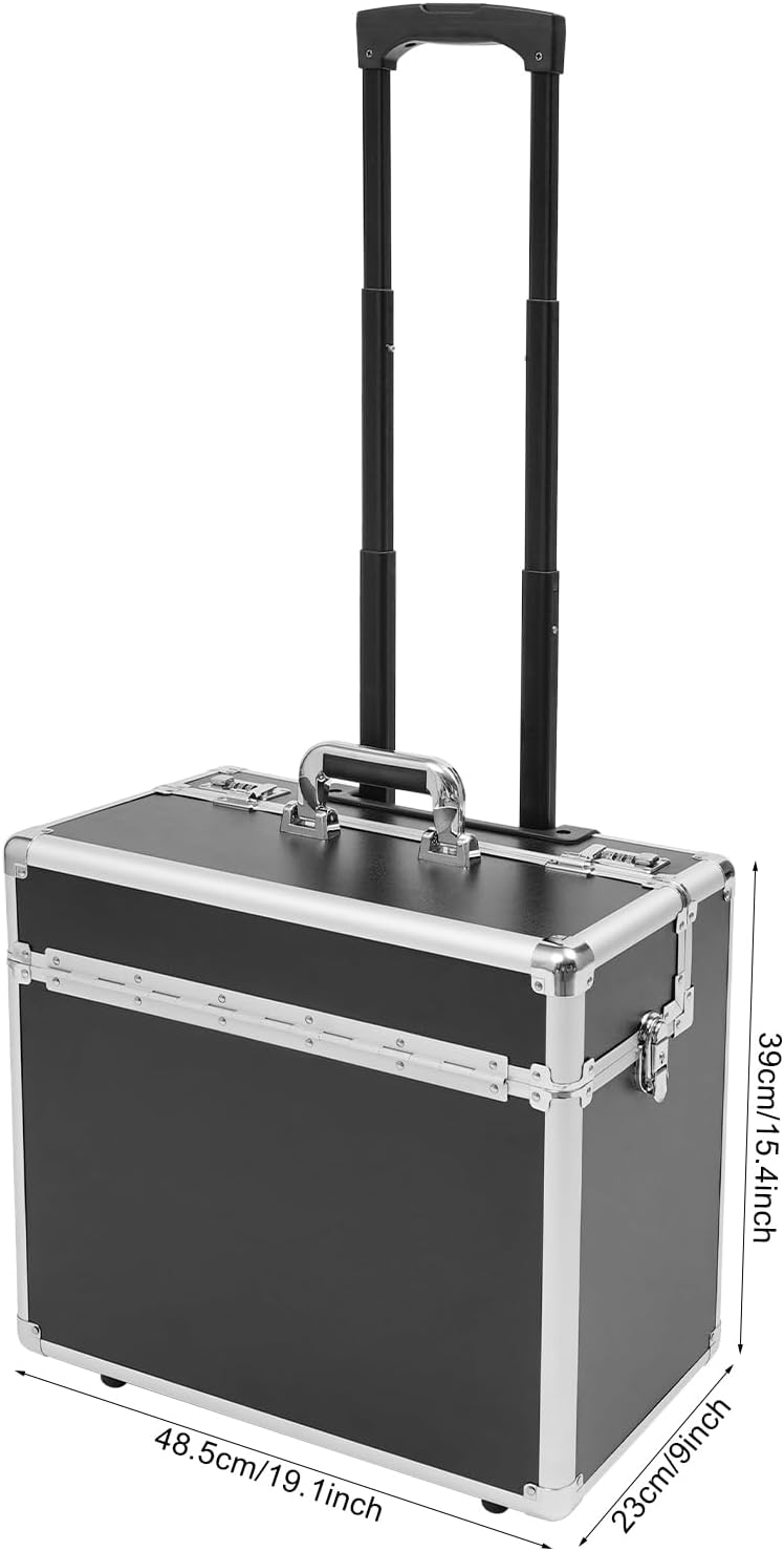 PromiseFly Rollbarer Aktenkoffer, Abschliessbarer Pilotenkoffer Tragbar Koffer, Mehrzweckkoffer Trol