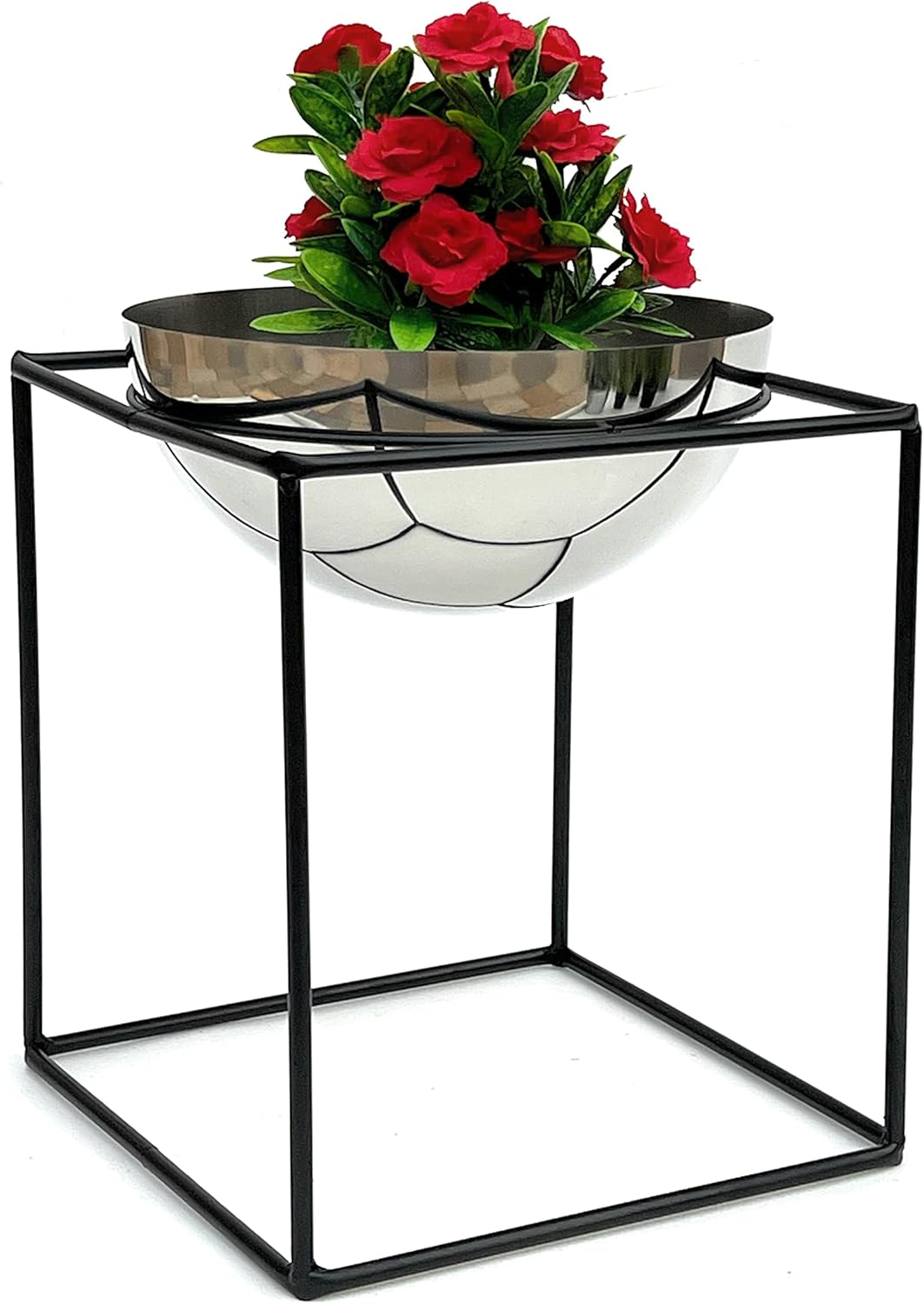DanDiBo Blumenhocker Metall mit Topf Schwarz Silber 20-35 cm Blumenständer 96256 Blumensäule Modern