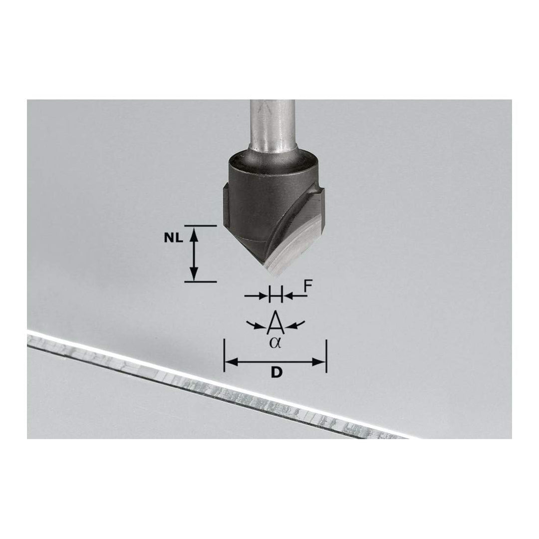 FESTOOL 491444 V-Nutfräser HW Schaft 8 mm HW S8 D18-90° (Alu), HW S8 D18-90° (Alu)