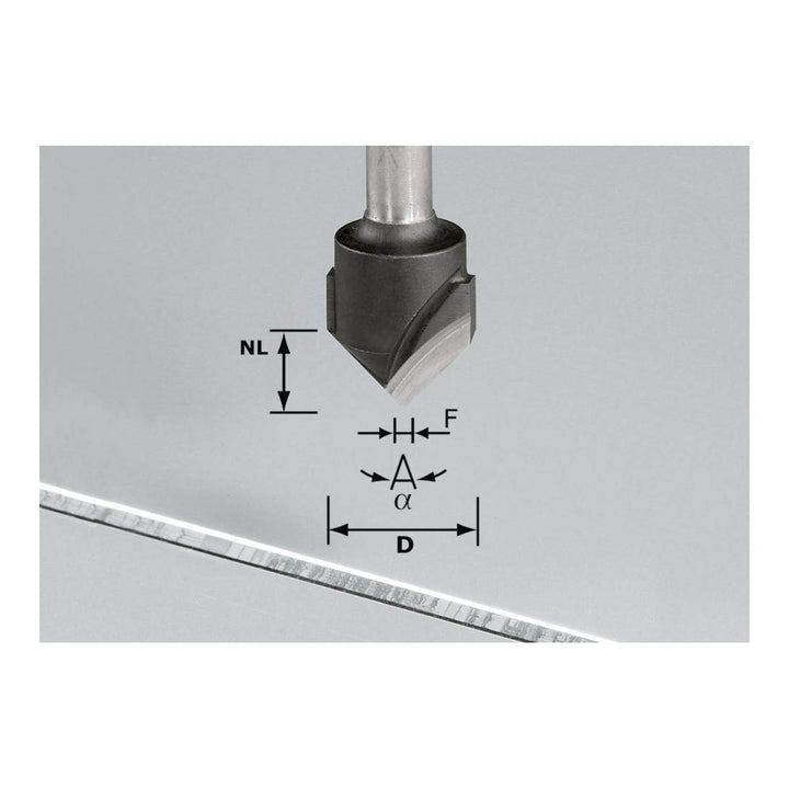 FESTOOL 491444 V-Nutfräser HW Schaft 8 mm HW S8 D18-90° (Alu), HW S8 D18-90° (Alu)