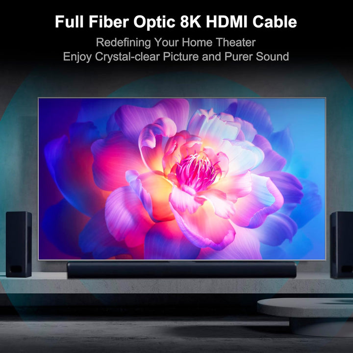 RUIPRO 8K HDMI 2.1 Kabel mit abnehmbarem Stecker aus reiner Glasfaser, 6 m, armiert, Ultra High Spee