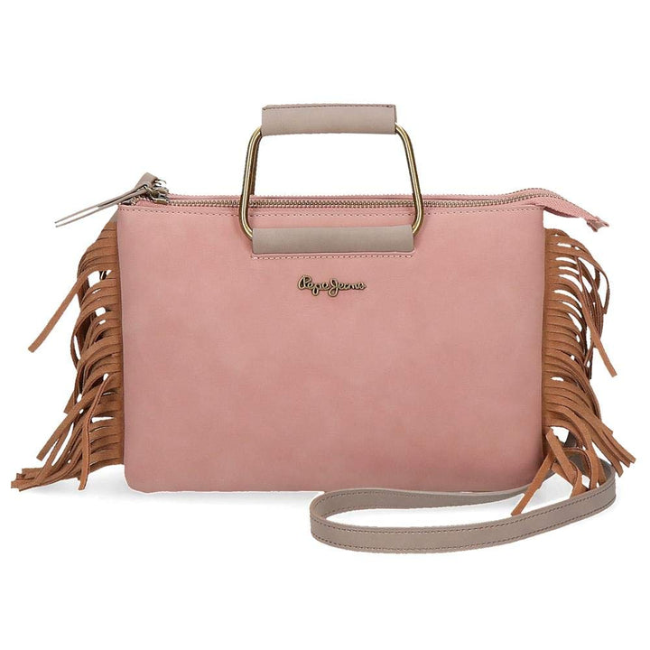Pepe Jeans Fringe Brieftasche Handtasche Rosa 25X17 cms Synthetisches Leder Umhängetasche Nude, Umhä