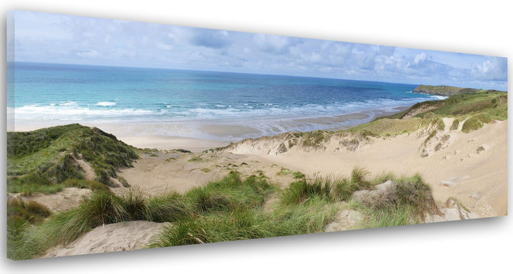Feeby. Leinwandbild, Bilder, Wand Bild, Wandbilder, Kunstdruck 100x40 cm, MEER, DÜNEN, NATUR, BRAUN,