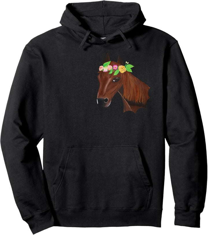 Pferd mit Blumenkranz geschmückt Pullover Hoodie