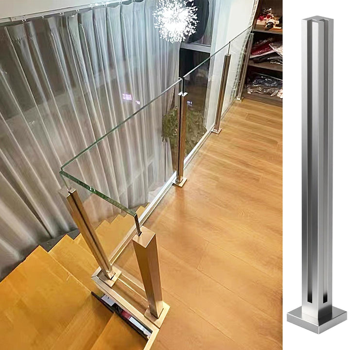 Cvter aus Edelstahl Glasgeländer pfosten mit Einsteckenden 80cm – Schwerlastbereich Glasmontageklemm
