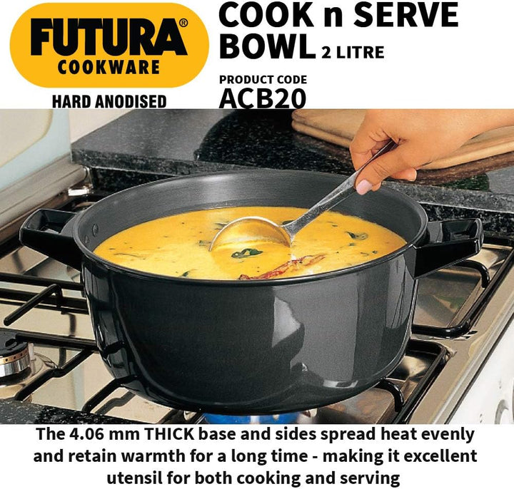 Hawkins/Futura L62 Koch- und Serviertopf harteloxiert, 2 Liter, grau, mittel Medium, Medium