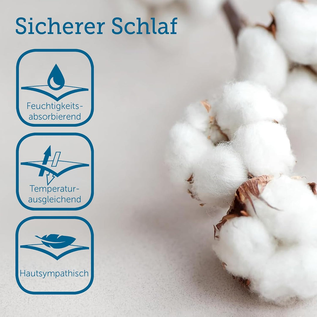 SETEX Molton Köper Matratzenschutz, 160 x 200 cm, Matratzenschoner aus 100 % Baumwolle, Basic, Weiss