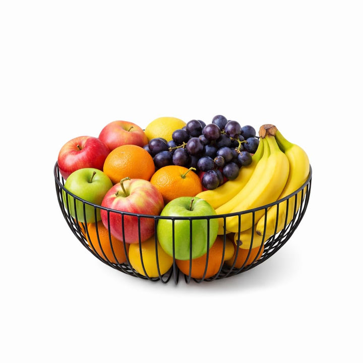 Point-Virgule Obstkorb aus metall, skandisnavische wohnungs deko drahtkorb, Schwarz, ø 35cm H 15cm 3