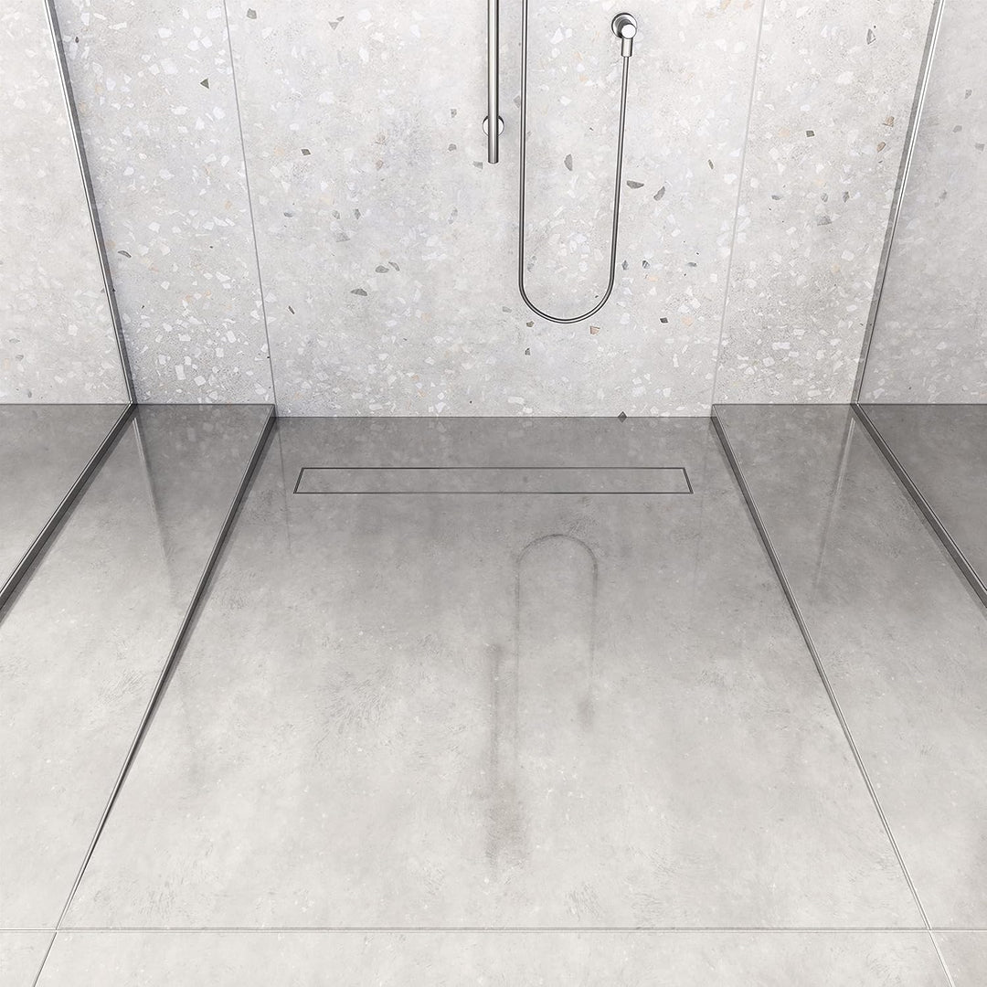 Aquabad Edelstahl Gefälleprofil Clive für begehbare Dusche 160cm, linksversion, Kantenhöhe 14mm 160c