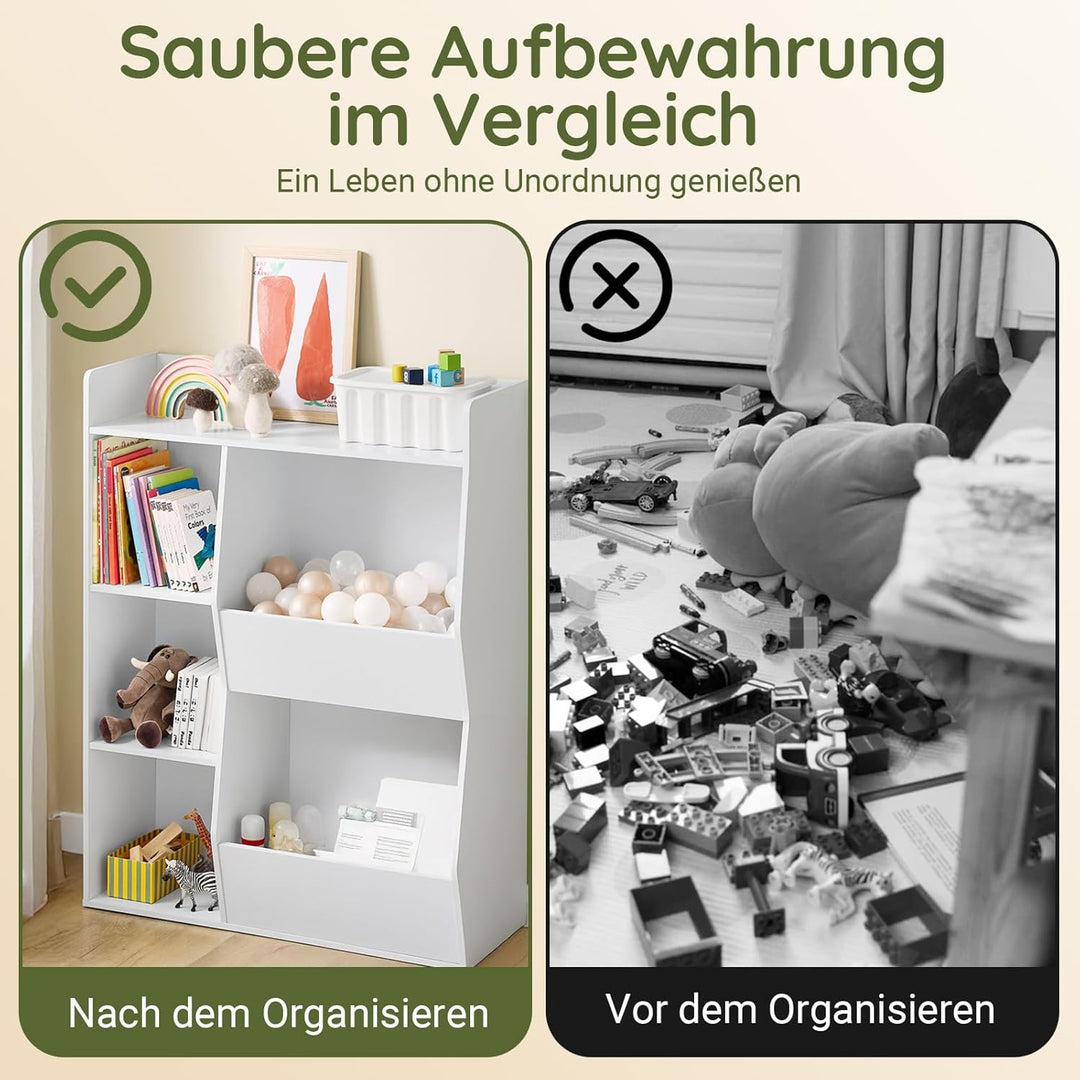 SoBuy Kinder Bücherregal Montessori Regal Kinderzimmer mit 5 Offenes Fach Kinderregal für Spielzeug