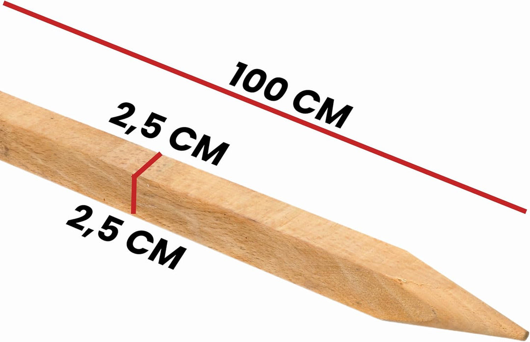 Buchenholz Holzpflöcke & Holzpfähle Quadratisch 25 Stück - Längen 100 cm - Ideal für Zaunpfosten, Za