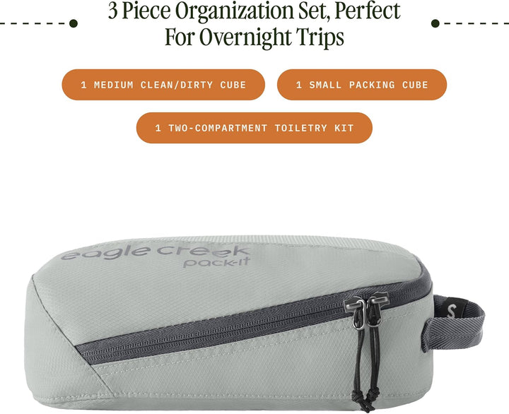 Eagle Creek Pack-It Overnight Set I 3-teilig für Kurzreisen I Packwürfel, Clean/Dirty Packwürfel &amp; Q