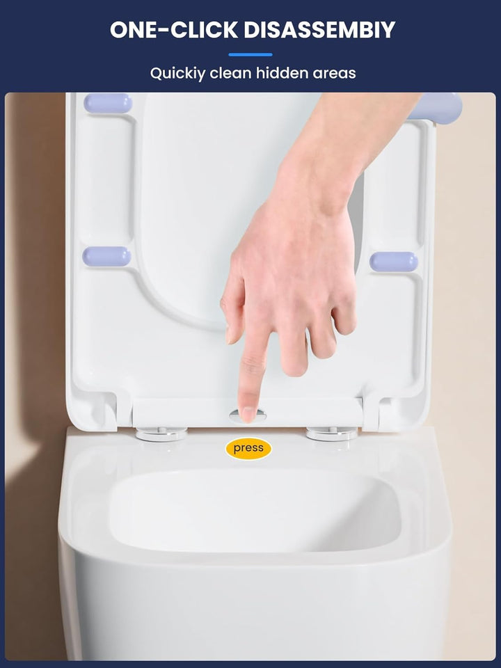 Toilettendeckel mit Absenkautomatik Eckig [LANG],YEAUPE RPO WC Sitz Quick-Release zur einfachen Rein