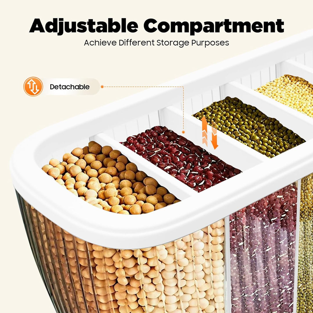 Müslispender Reisespender 6 Gittern 5 Trennwände Spülmaschinenfest für Müsli Cornflakes Nüsse 42x16.