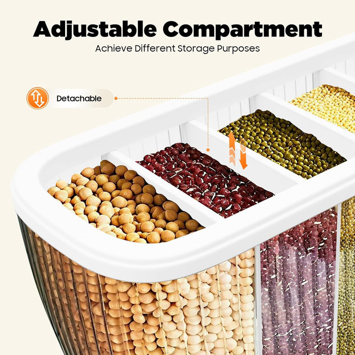 Müslispender Reisespender 6 Gittern 5 Trennwände Spülmaschinenfest für Müsli Cornflakes Nüsse 42x16.