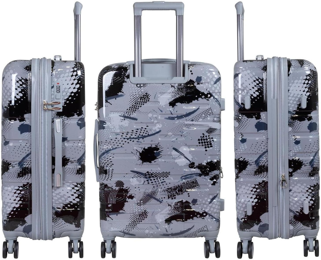 Hartschalen Koffer Trolley Cespara Handgepäck mit modernem Motiv Print - Farbe Silber - Gr. M