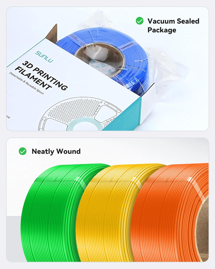 SUNLU PLA+ Filament Refill 1.75mm 4KG, PLA Plus 3D Drucker Filament Bündel, No-Spule Filament PLA Re