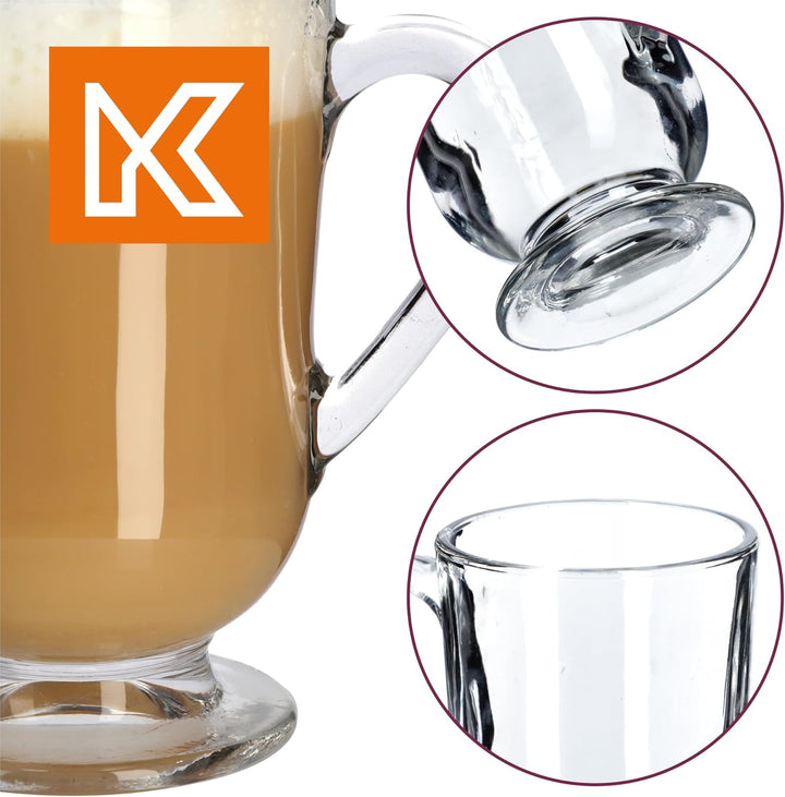 KADAX Kaffeegläser Set, 300ml, Teegläser aus Glas, Glühweingläser, Trinkgläser für Tee, Kaffee, Iris