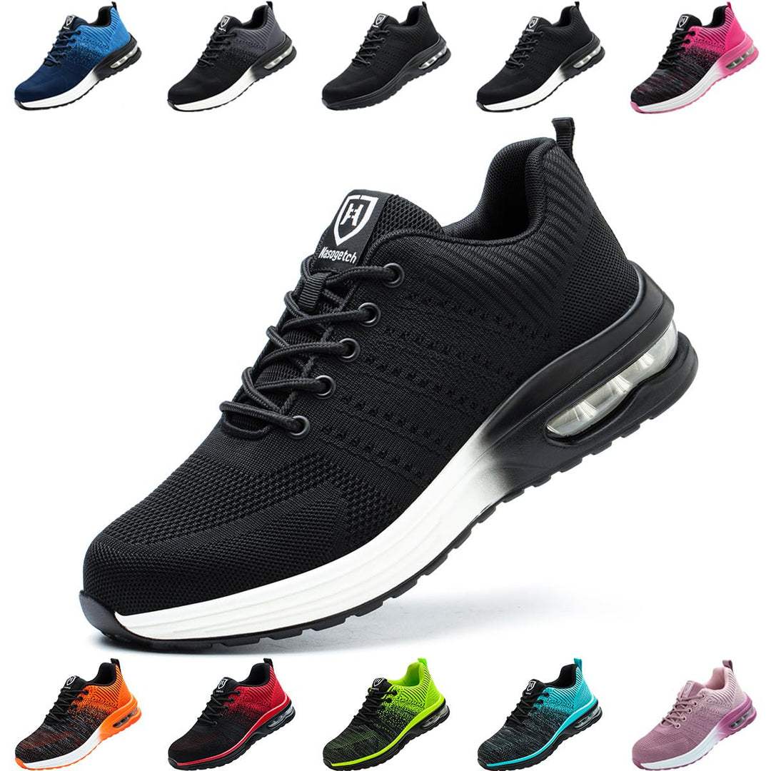 Nasogetch Sicherheitsschuhe Damen Herren Stahlkappenschuhe Arbeitsschuhe Sportlich Atmungsaktiv 36 E