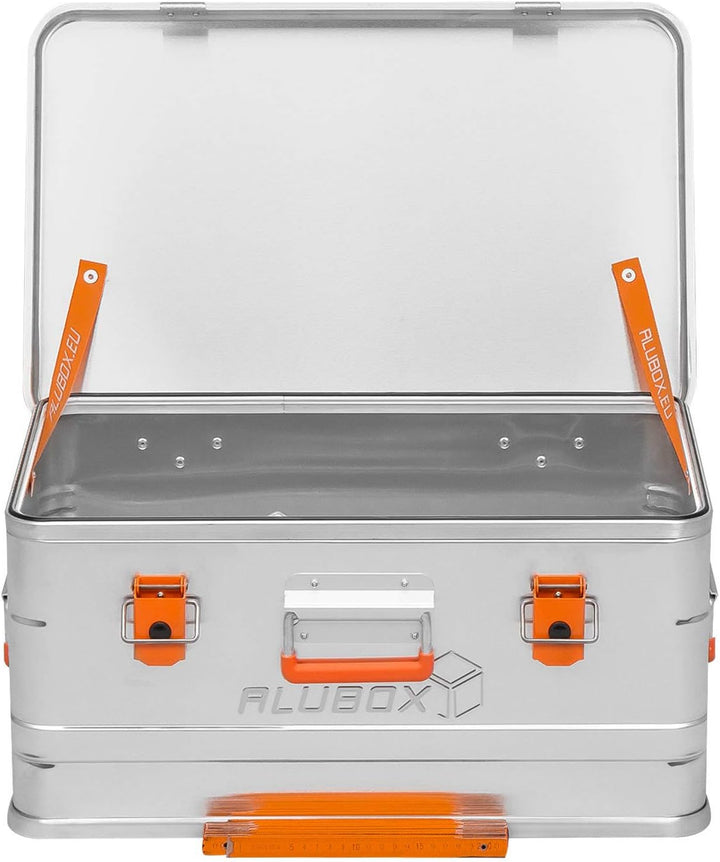 Alubox® Aluminiumbox 47 Liter Alukiste mit Deckel, extra stabiles 1 mm Aluminiumblech, Aussenmasse (